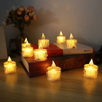 Светодиодные лампы-свечи, имитация беспламенной лампы-свечи, акриловые чайные гирлянды, пламя свечи на батарейках для домашнего декора для вечеринок