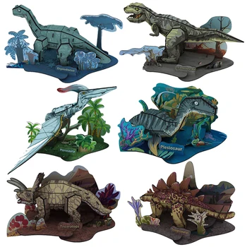 Сделай сам 3D Картонный Динозавр Игрушка-Головоломка Модель Динозавра Птерозавр Тираннозавр дракон со Змеиной шеей Стегозавр Трицератопс Детские Игрушки