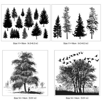 Силуэт леса/ Дерева Новые Прозрачные штампы/ печать для альбома для скрапбукинга 