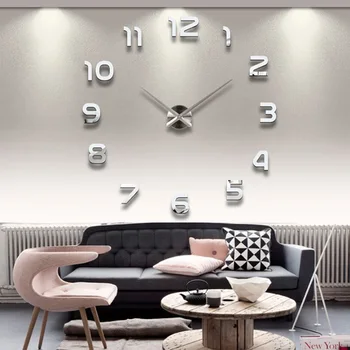 Современные бескаркасные настенные часы своими руками 3D Зеркальная наклейка Современный декор домашнего офиса Художественная наклейка для украшения домашнего офиса