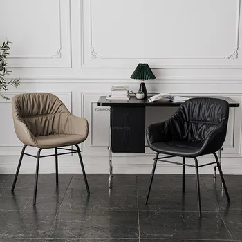 Современный обеденный стул из искусственной кожи для домашней кухонной мебели, мягкие стулья, легкий роскошный обеденный стул со спинкой