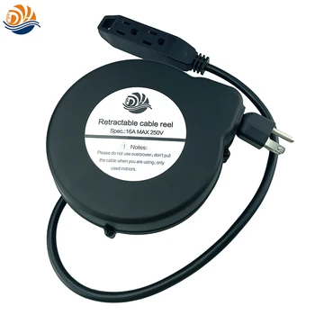 Стандартный 3-полюсный штекер AWG18 Розетка переменного тока Удлинитель 4,4 м Пружинный выдвижной кабельный барабан с фиксатором
