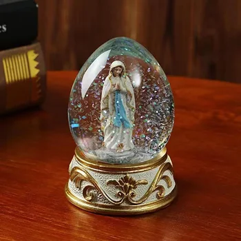 Статуя Девы Марии Из католической смолы, Хрустальный шар, Акриловый водяной шар, Поделки для дома, Религиозное Украшение интерьера, Подарок