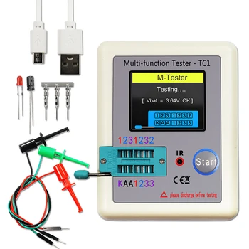 Тестер датчика сопротивления транзистора LCR-TC1, цветной экран, английский графический дисплей, двухтриодный тест ESR