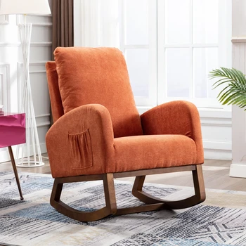 Удобный тканевый диван-качалка, кресло для гостиной, оранжевый, 7 цветов [В наличии в США]