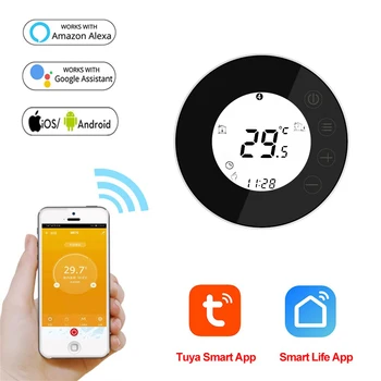 Умный WiFi-термостат 95 ~ 240 В, интеллектуальный пульт дистанционного управления приложением, работает с Google Home, Alexa