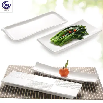 Фарфоровая посуда с имитацией меламина длинная тарелка холодное блюдо белое креативное блюдо для суши в отеле прямоугольная пластиковая тарелка плоская тарелка