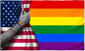 Флаг Гордости 3x5 Футов Открытый Гей-Прайд Радужный Флаг Яркие Цветные и Устойчивые к Выцветанию Лесбийские Флаги День Гордости Месяц Парада Флагов