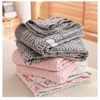 Хлопчатобумажное Трехслойное полотенце, Водонепроницаемое, защищающее от скатывания, вязаное одеяло для кондиционера в японском стиле для диванов и кроватей